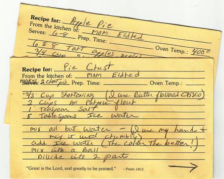 Apple Pie Recipe Cards