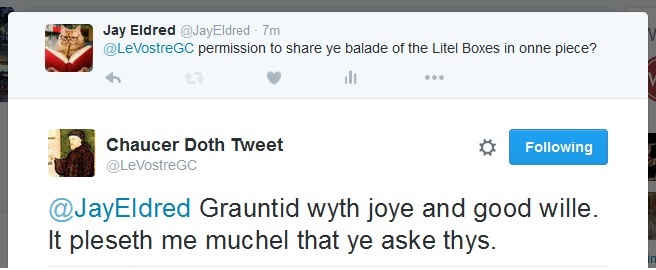 Permission for Balade of the Litel Boxes